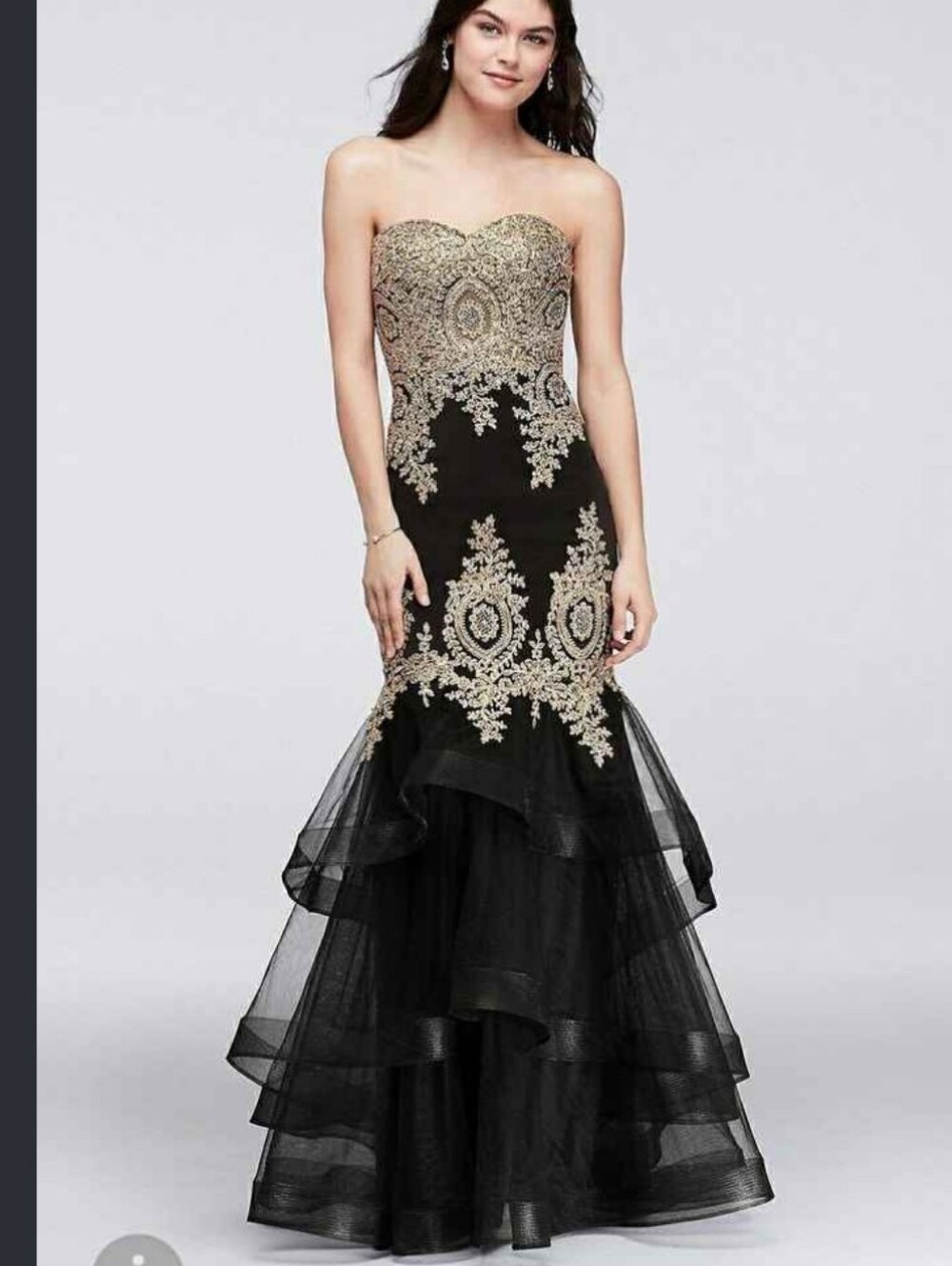 Night Studio David’s Bridal Embroidered Mermaid Gown Size 14 Unaltered